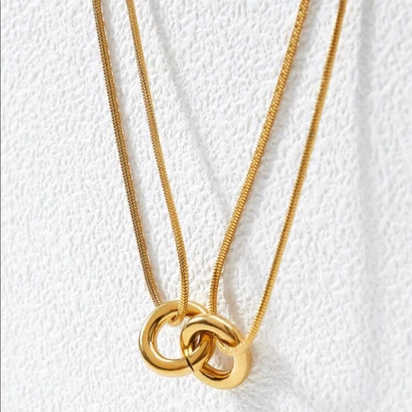 Gold Stainless Steel layered Necklace - Picture 3 of 6